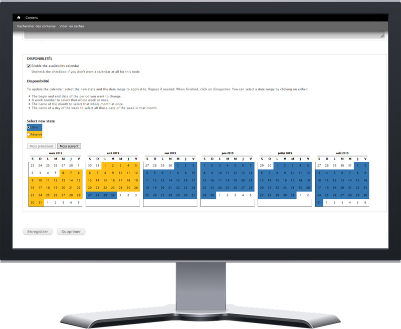 ecran gestion des locations